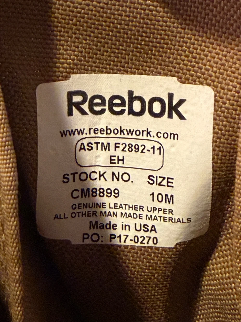 Reebok CM8899 Hyper Velocity Coyote Brown Tactical Military Boots Men’s Sz 10M